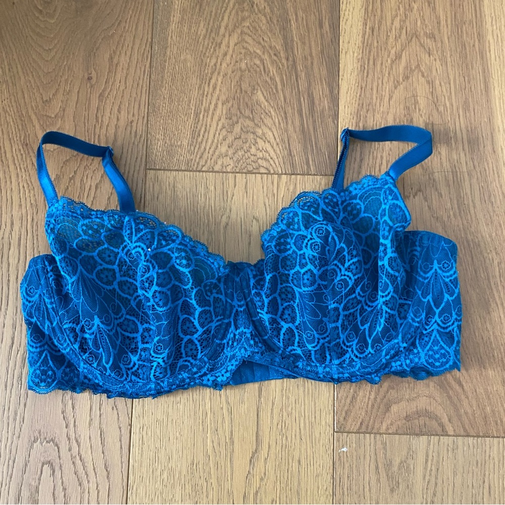 Blue Lacey Bra